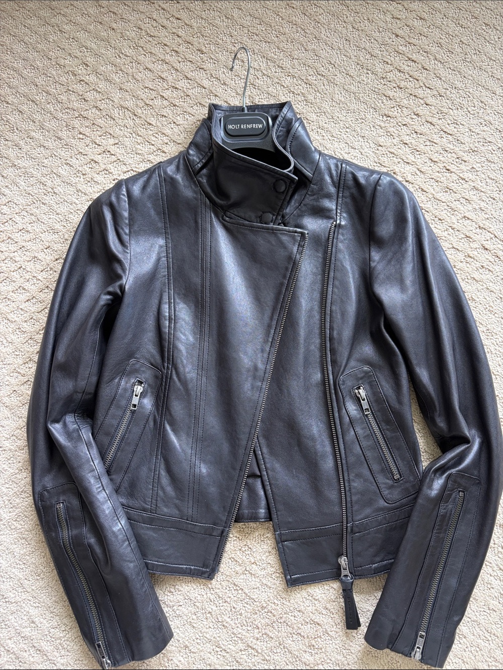 Mackage Black Leather Asymmetric Moto Jacket